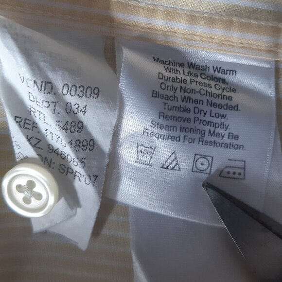 Eddie Bauer SZ M Relaxed Fit 100% Cotton Yellow Striped Men's Button Up Shirt - Picture 8 of 12